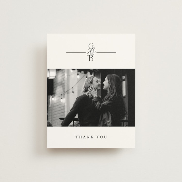 "Grand Scale" - Flat Wedding Thank You Cards in Caviar by Olivia Raufman - Front