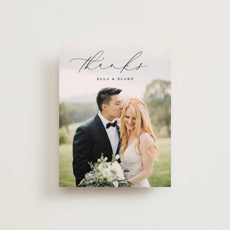 "Breathe" - Flat Wedding Thank You Cards in Linen by Jennifer Postorino - Front