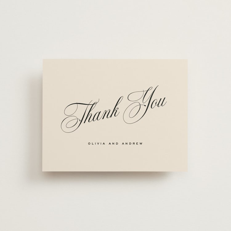 "Modern Romance" - Flat Wedding Thank You Cards in Almond by Eric Clegg - Front