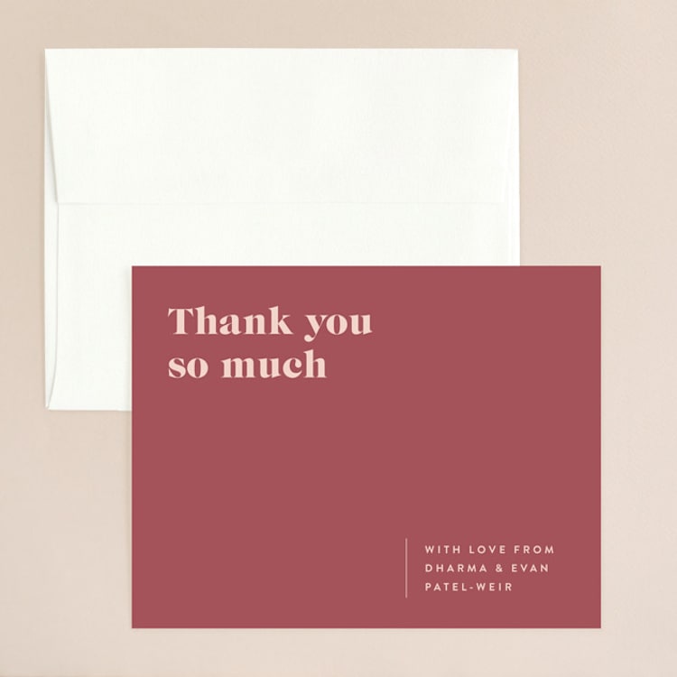 "Headline" - Flat Wedding Thank You Cards in Rust by Melissa Egan of Pistols - Front