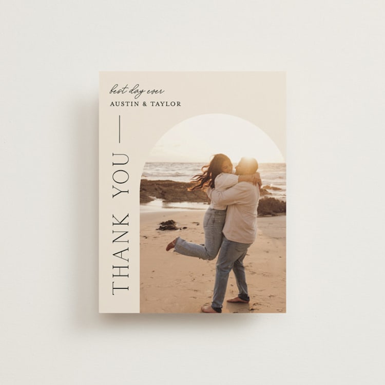 "In Love" - Flat Wedding Thank You Cards in Linen by Vanessa Doyle - Front