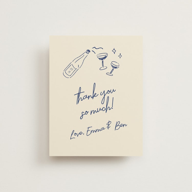 "Handwritten Letter" - Flat Wedding Thank You Cards in Blue Velvet by Helena Vitto - Front