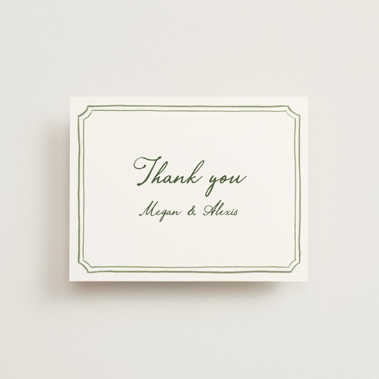 "Handwritten" - Flat Wedding Thank You Cards in Moss by Cass Loh - Front