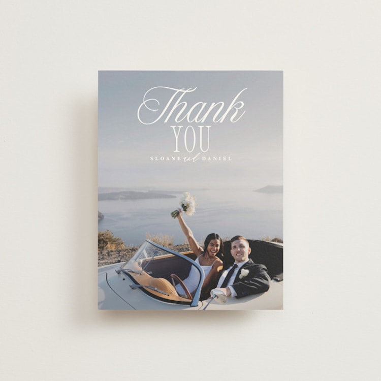 "His & Hers" - Flat Wedding Thank You Cards in Porcelain by Maria Alou - Front