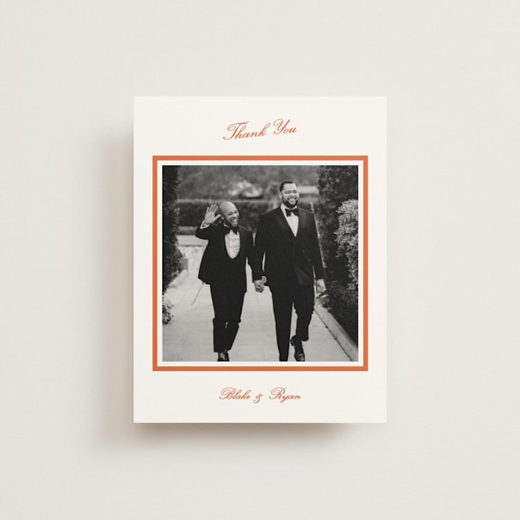 "Miro" - Flat Wedding Thank You Cards in Orange Peel by Megan Davis - Front