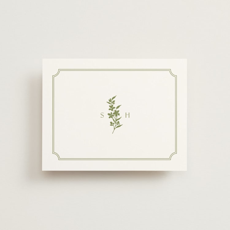 "Simply Elegant" - Flat Wedding Thank You Cards in Pistachio by Yaling Hou Suzuki - Front