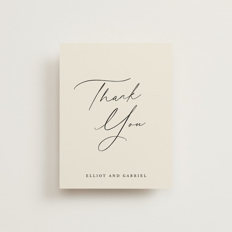 "Scripted Names" - Flat Wedding Thank You Cards in Ecru by Hooray Creative - Front