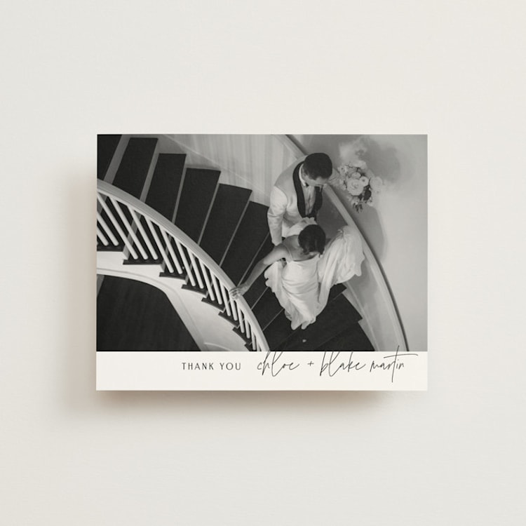 "Overlap" - Flat Wedding Thank You Cards in Silk by Kelly Schmidt - Front