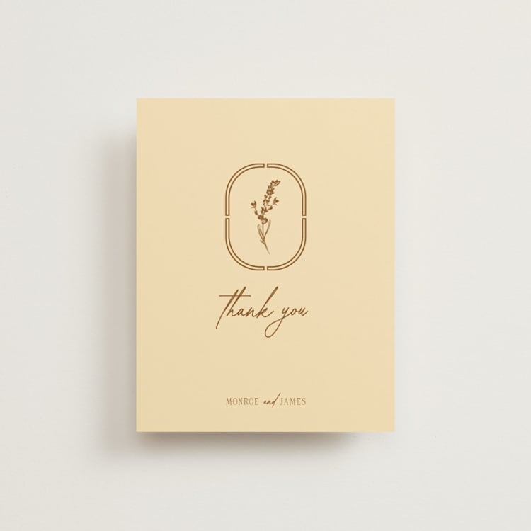 "Classic and Floral" - Flat Wedding Thank You Cards in Bark by Jen Ramsey - Front