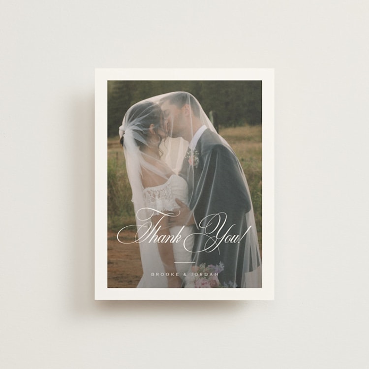 "Side by Side" - Flat Wedding Thank You Cards in Tuxedo by Orasie - Front