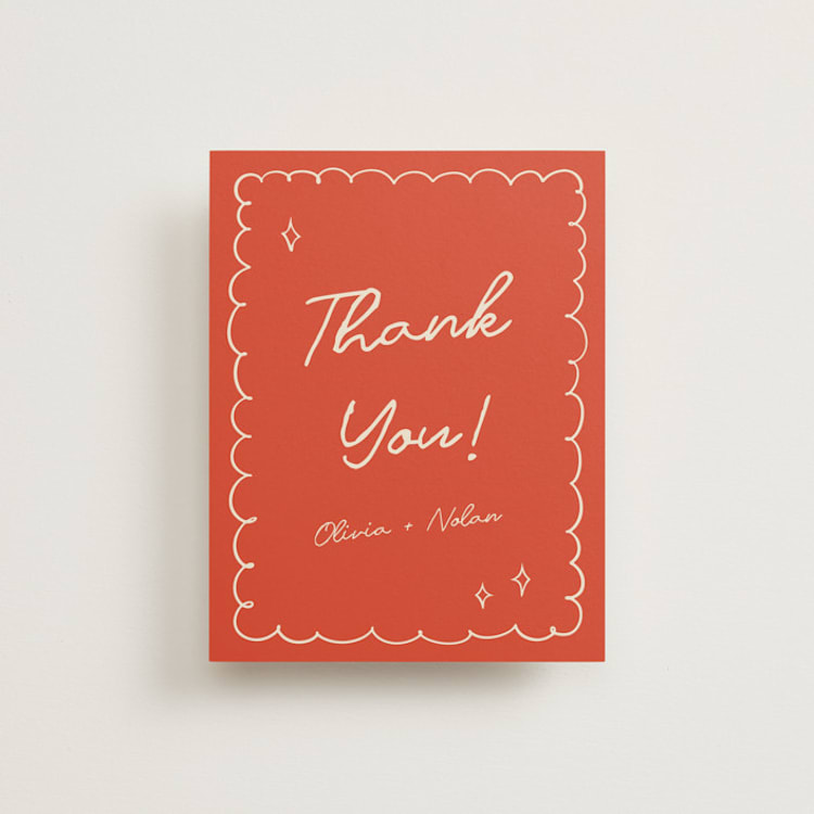 "Party On!" - Flat Wedding Thank You Cards in Sangria Spark by Zove Ahhh - Front