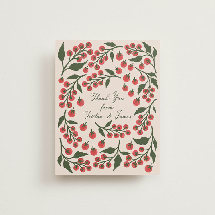 "Cherry Tomatoes" - Flat Wedding Thank You Cards in Tomato by Katharine Watson - Front
