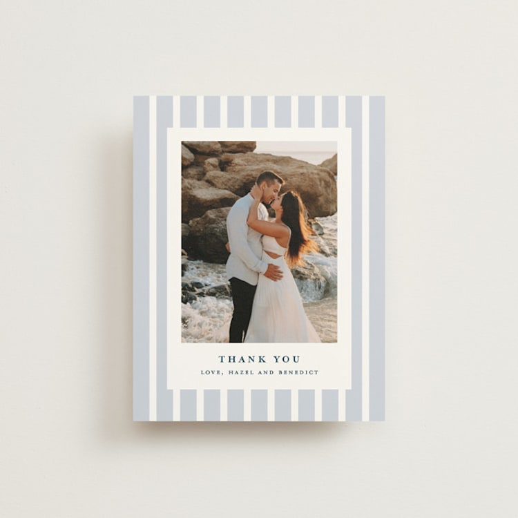 "melihrolo" - Flat Wedding Thank You Cards in Powder Blue by chocomocacino - Front