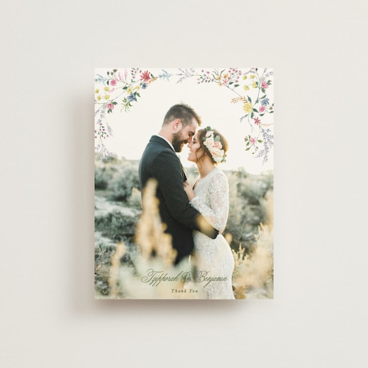 "whimsey floral" - Flat Wedding Thank You Cards in English Garden by Phrosné Barwood - Front