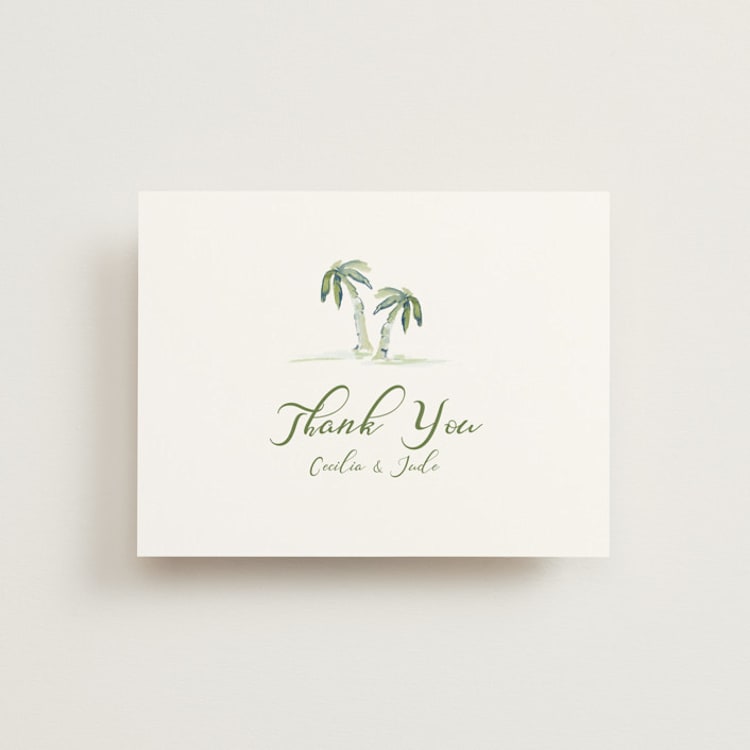 "Alento" - Flat Wedding Thank You Cards in Celeste by Pati Cascino - Front