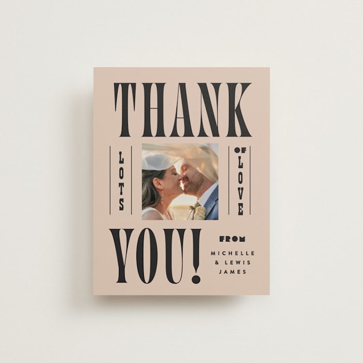 "Bold Stack" - Flat Wedding Thank You Cards in Noir by Alethea and Ruth - Front