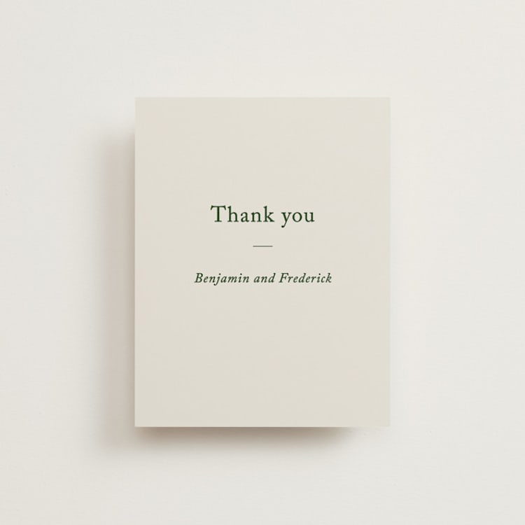 "Editorial" - Flat Wedding Thank You Cards in Forest by Bethan - Front