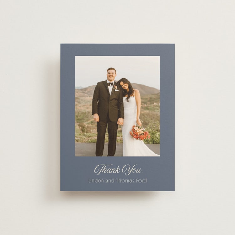 "Ritzy" - Flat Wedding Thank You Cards in French Blue by Nicoletta Savod - Front