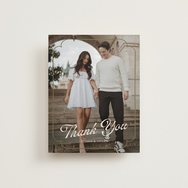 "Victorian Chic" - Flat Wedding Thank You Cards in Garnet by Morgan Kendall - Front