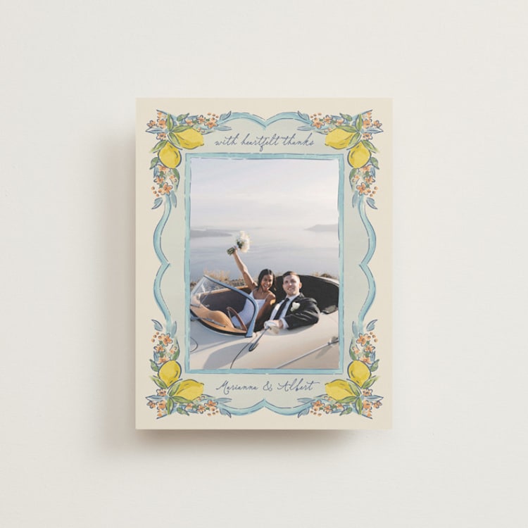 "Amalfi Coast Wedding" - Flat Wedding Thank You Cards in Aqua by Chris Griffith - Front