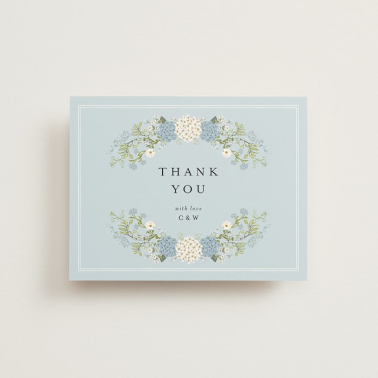 "Wedgewood" - Flat Wedding Thank You Cards in Cerulean by Susan Moyal - Front