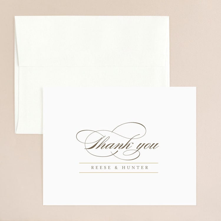 "Valencay" - Flat Wedding Thank You Cards in Silk by chocomocacino - Front