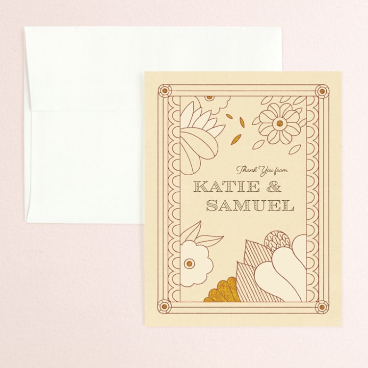 "Nouveau Love" - Flat Wedding Thank You Cards in Umber by Morgan Ramberg - Front