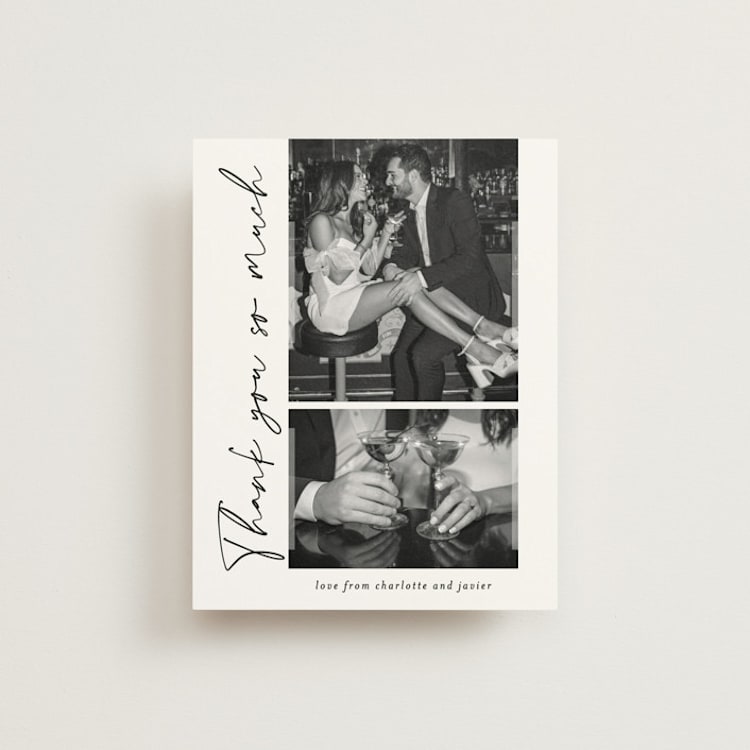 "ink pen" - Flat Wedding Thank You Cards in Onyx by Sarah Curry - Front