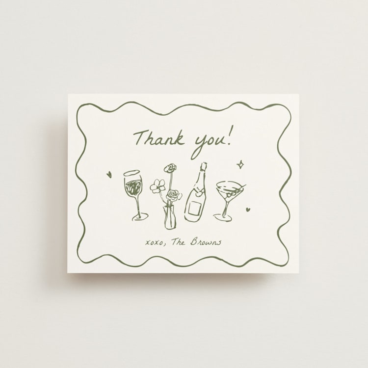 "Chic Soirée" - Flat Wedding Thank You Cards in Meadow by Cass Loh - Front