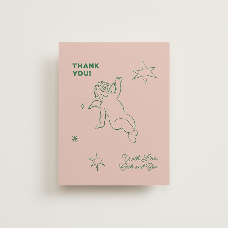 "Crazy Little Thing Called Love" - Flat Wedding Thank You Cards in Avocado by Helena Vitto - Front