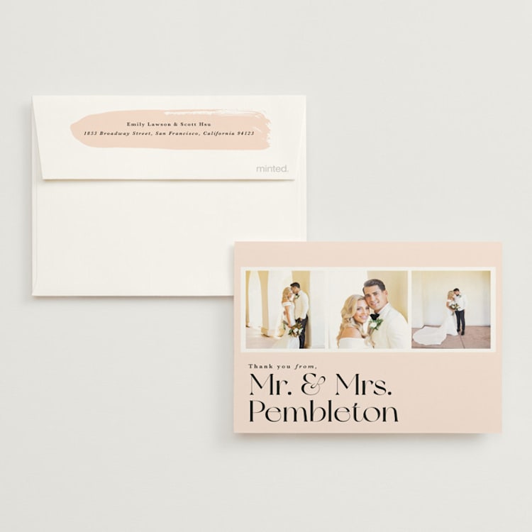 "Soho" - Flat Wedding Thank You Cards in Blush by Hudson meet Rose - Front