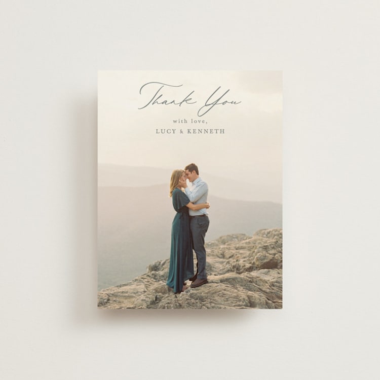 "Mountainview" - Flat Wedding Thank You Cards in Pewter by Sarah Brown - Front