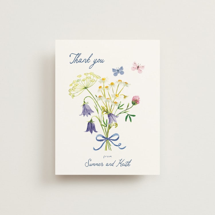 "Wildflower Romance" - Flat Wedding Thank You Cards in Ivory by frau brandt - Front