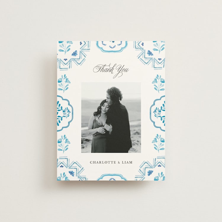 "Almafi" - Flat Wedding Thank You Cards in Cerulean by Itsy Belle Studio - Front