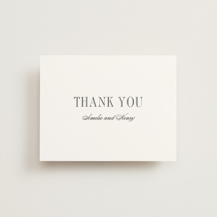 "Hepburn" - Flat Wedding Thank You Cards in Tuxedo by Megan Davis - Front