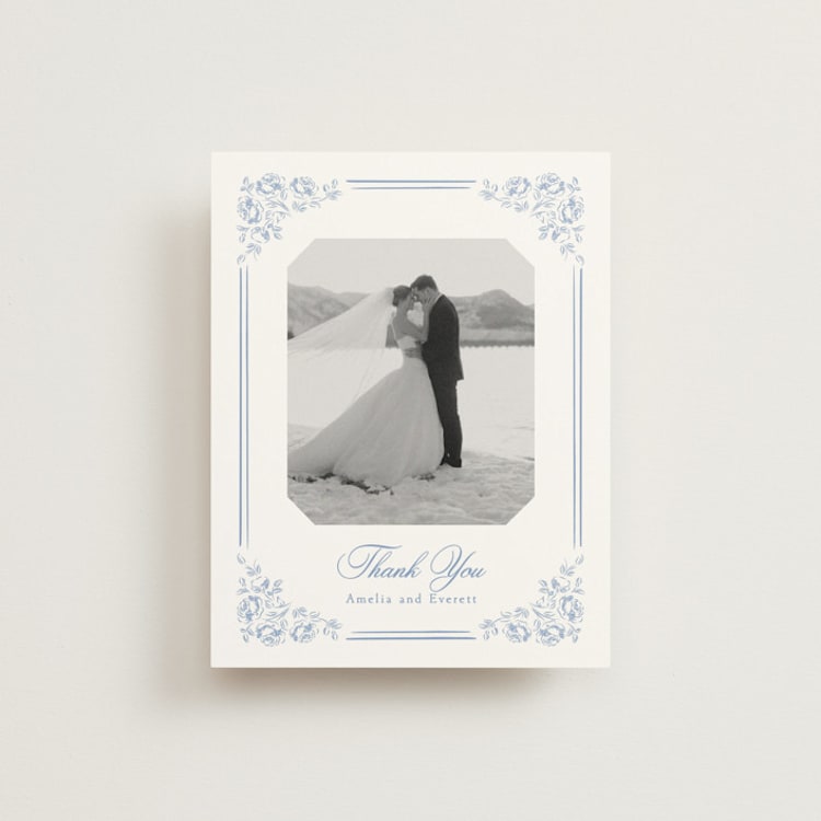 "Constance" - Flat Wedding Thank You Cards in Sky by Robert and Stella - Front
