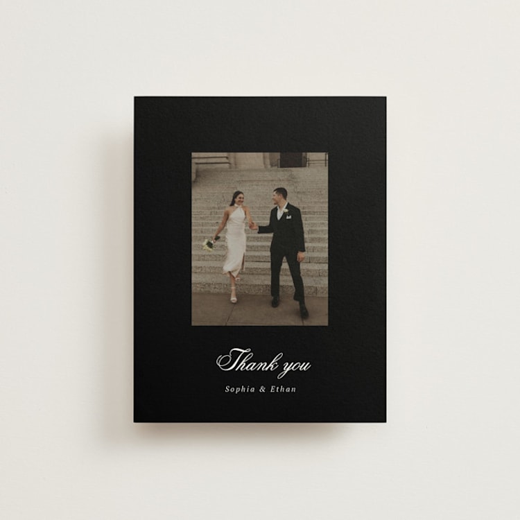 "Chic Union" - Flat Wedding Thank You Cards in Mystic Raven by Cass Loh - Front
