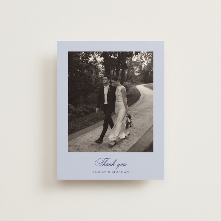 "Blooming Crest" - Flat Wedding Thank You Cards in Plum by Cass Loh - Front