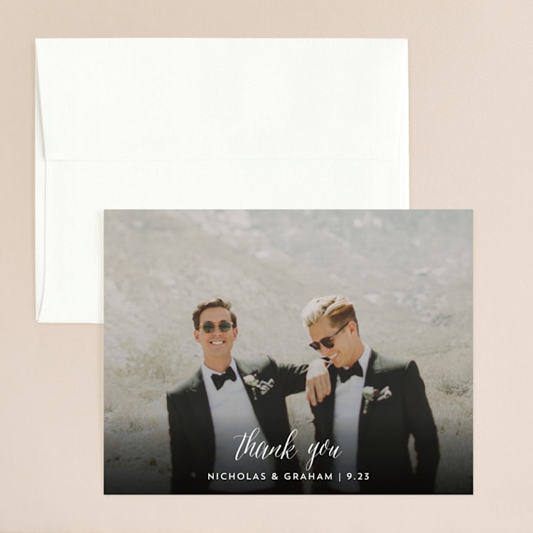 "Cacti" - Flat Wedding Thank You Cards in Rose Crystal by Cass Loh - Front