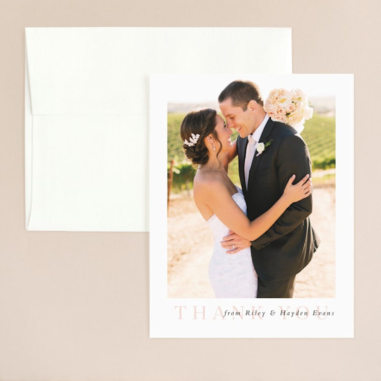 "over and over" - Flat Wedding Thank You Cards in Soft Peach by Lea Delaveris - Front