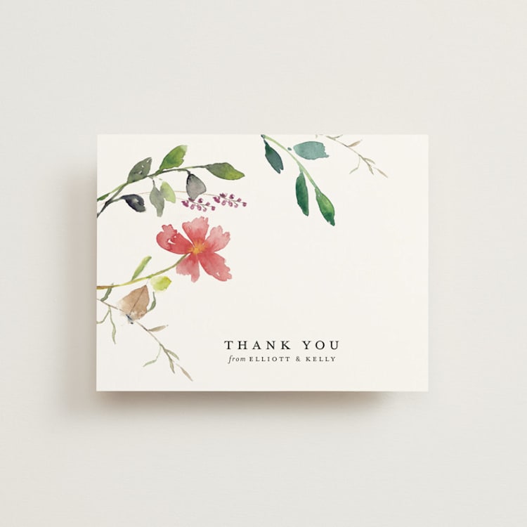 "Spring Wildflowers" - Flat Wedding Thank You Cards in Floral by Mere Paper - Front