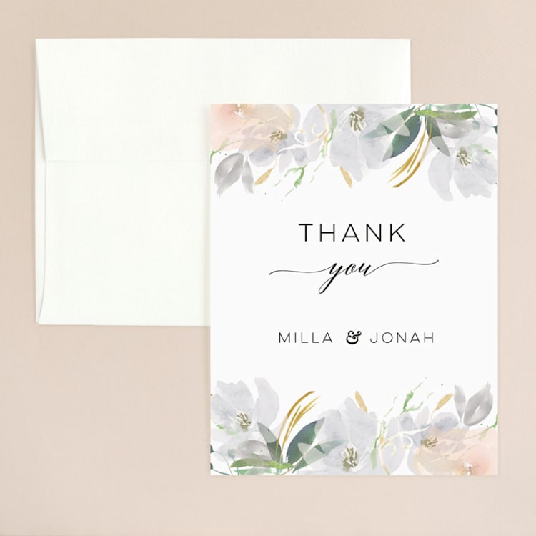 "Grande Botanique" - Flat Wedding Thank You Cards in Mist by Bonjour Paper - Front