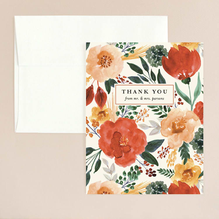 "Flourishing" - Flat Wedding Thank You Cards in Bloom by Beth Schneider - Front