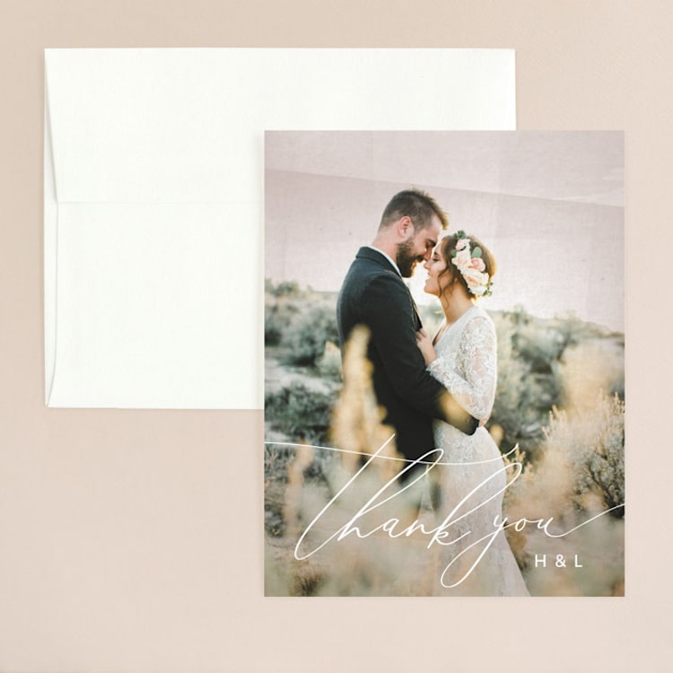 "plain paint" - Flat Wedding Thank You Cards in Taupe by Phrosné Barwood - Front