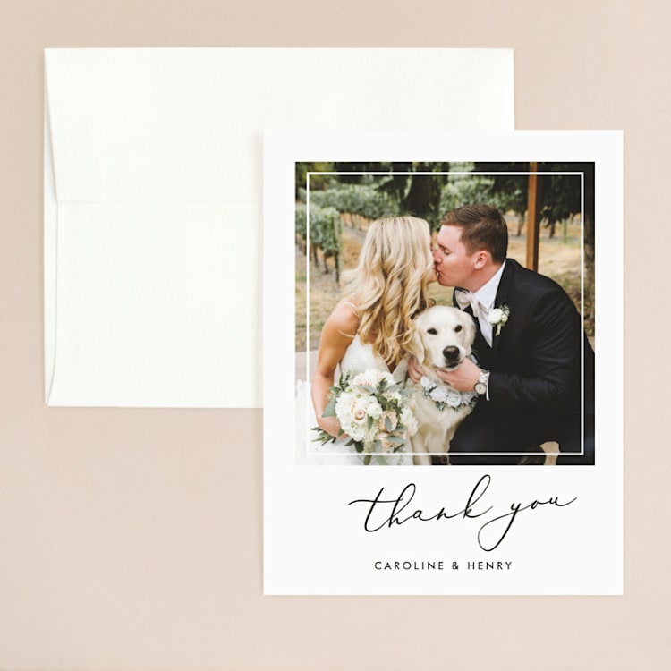 "Scripted Romance" - Flat Wedding Thank You Cards in Classic by Katherine Moynagh - Front