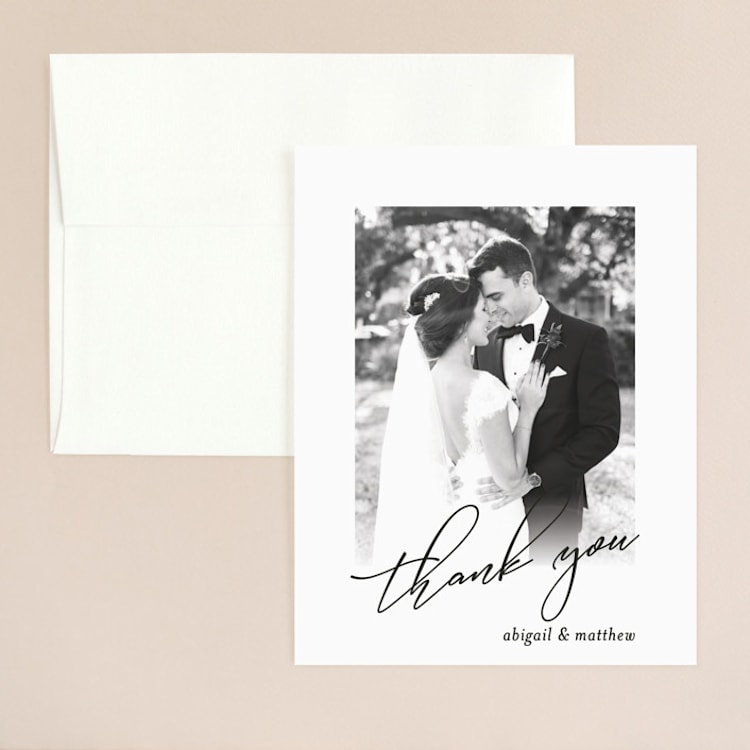 "Why Knot" - Flat Wedding Thank You Cards in Ebony by Karen Glenn - Front