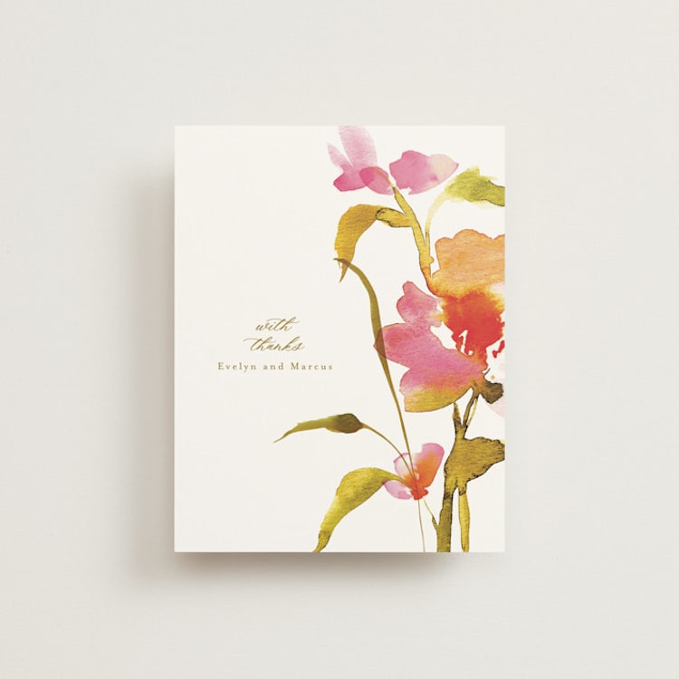 "colorwash floral" - Flat Wedding Thank You Cards in Blossom by Angela Marzuki - Front
