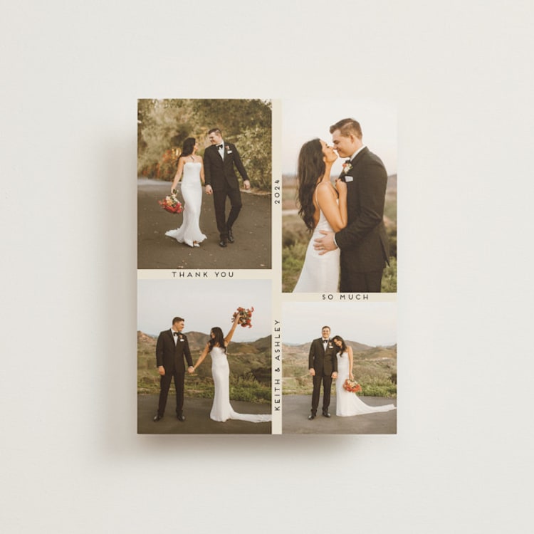 "grid" - Flat Wedding Thank You Cards in Ecru by Morgan Kendall - Front