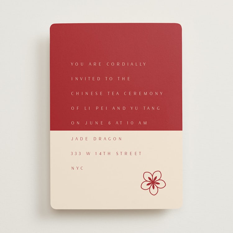 "two toned" - Tea Ceremony Invitations in Poppy by Deborah Chou - Front