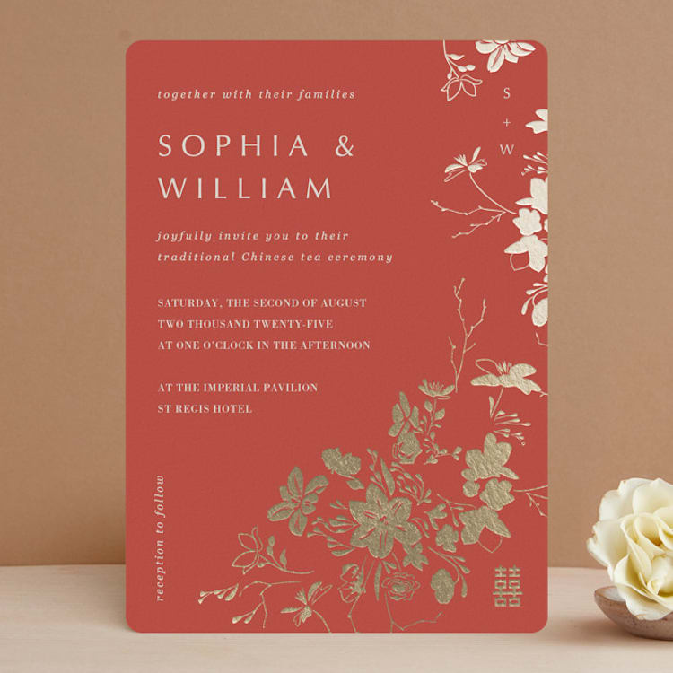 "Abstract Flora" - Tea Ceremony Invitations in Lava by Stellax Creative - Front